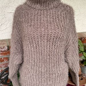 Express Chunky Mock Neck Sweater; Dark Taupe; Dolman Sleeve Design; Sz Med, NWT